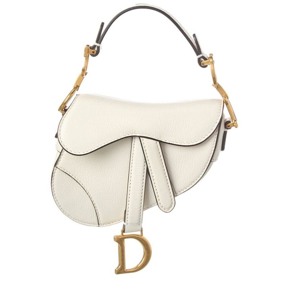 Dior Leather Saddle Bag, White - Picture 1 of 5